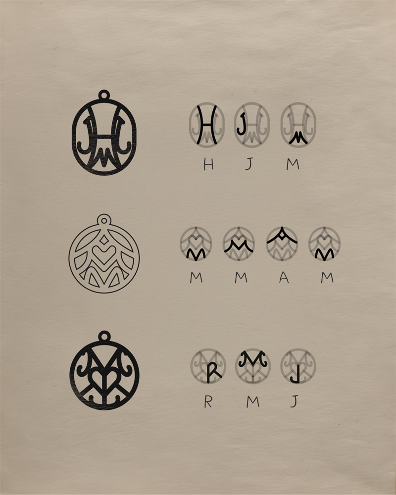 Family Initials Monogram Necklace